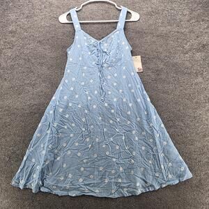 SO Dress Womens XS Blue Sundress Short Sweetheart Polka Dot Rayon Smocked